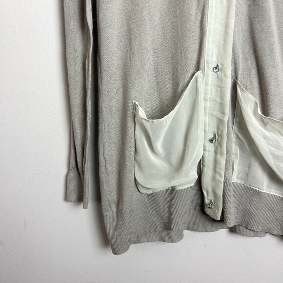 NWT Rebecca Elliot Taupe Gray Long Sleeve Cardigan Sweater Medium M - Picture 3 of 5